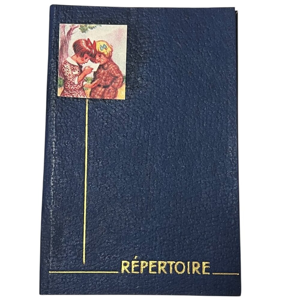 Vintage French Address Book Hardcover Pocket Contact Book Repertoire Blue Girl T